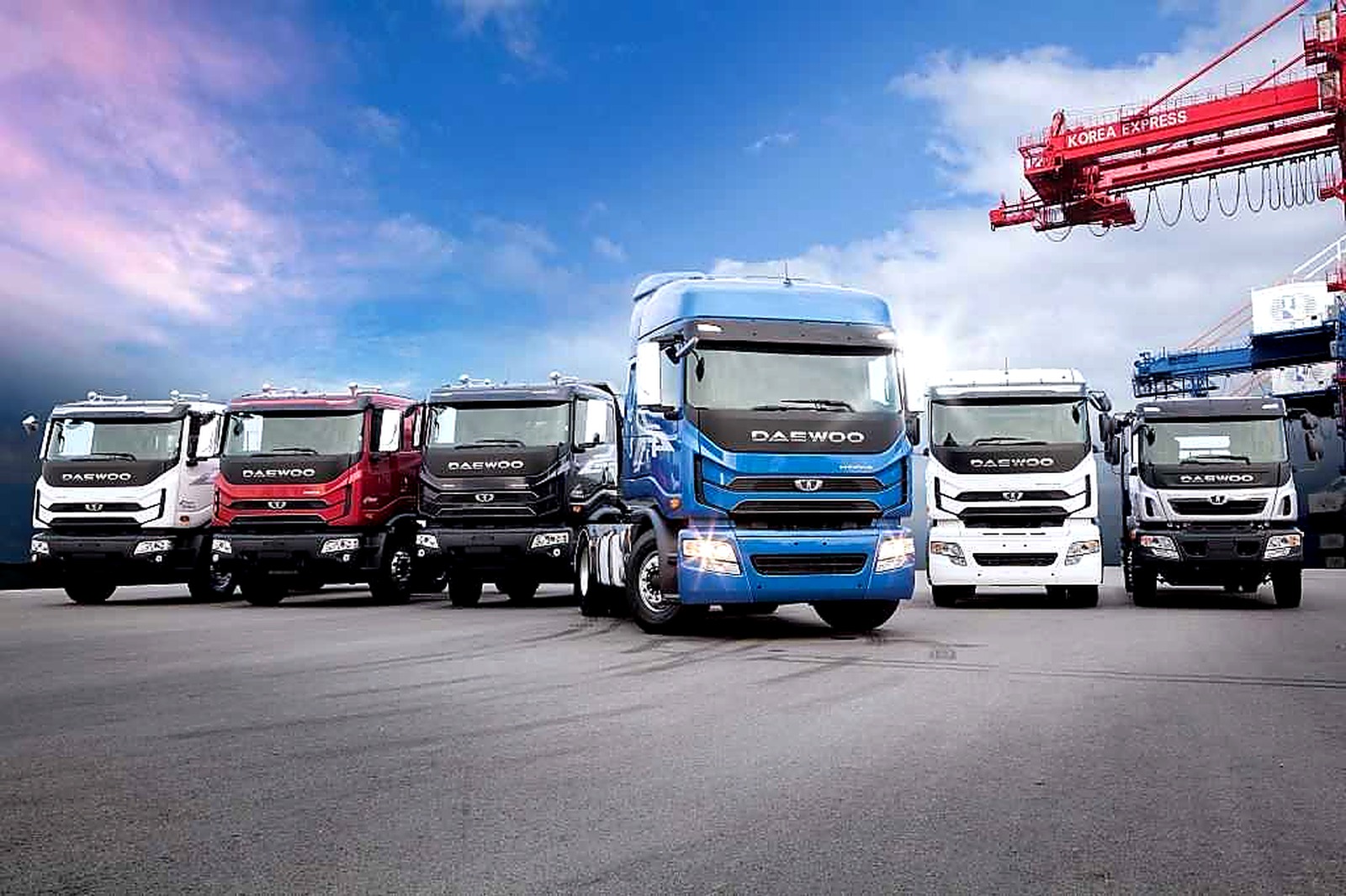 Truck fleet at logistics terminal